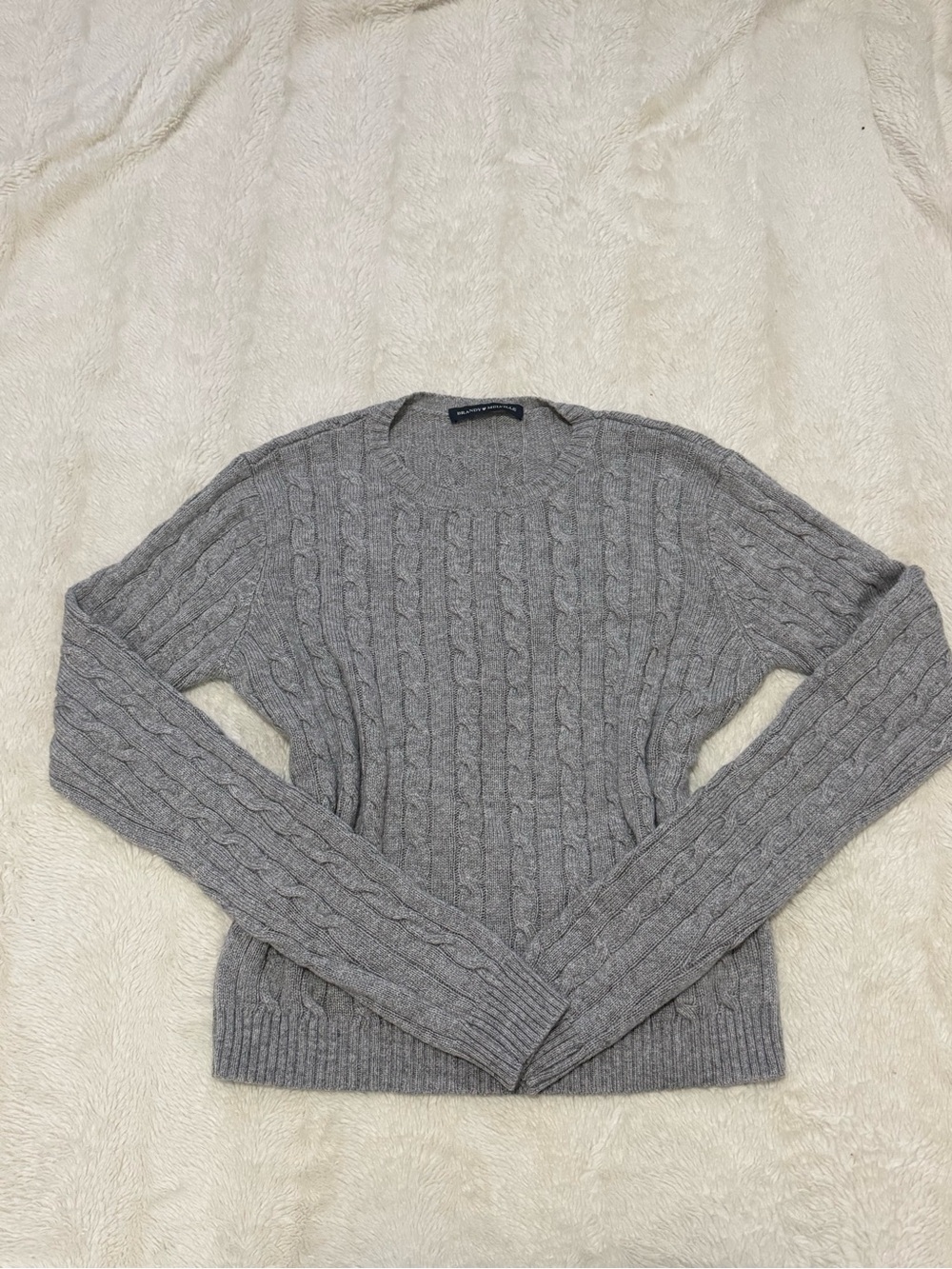 Brandy Melville Gray Cable-Knit Crewneck Sweater